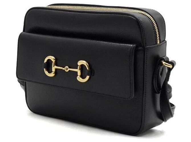 Horsebit 1955 Gucci Piccola borsa a tracolla e a flap in pelle nera con morsetto - vista 2