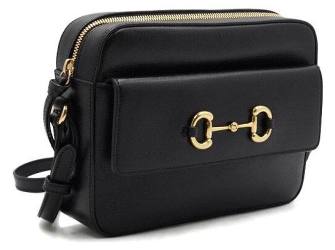 Horsebit 1955 Gucci Piccola borsa a tracolla e a flap in pelle nera con morsetto - vista 3