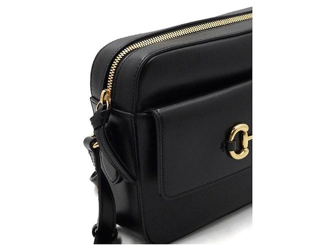 Horsebit 1955 Gucci Piccola borsa a tracolla e a flap in pelle nera con morsetto - vista 8