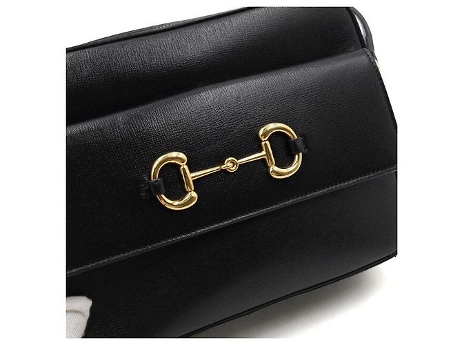 Horsebit 1955 Gucci Piccola borsa a tracolla e a flap in pelle nera con morsetto - vista 9