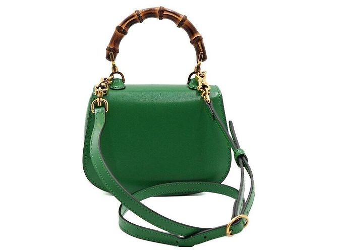 Bamboo Gucci Mini borsa tote con manico in bambù e pelle verde - vista 4