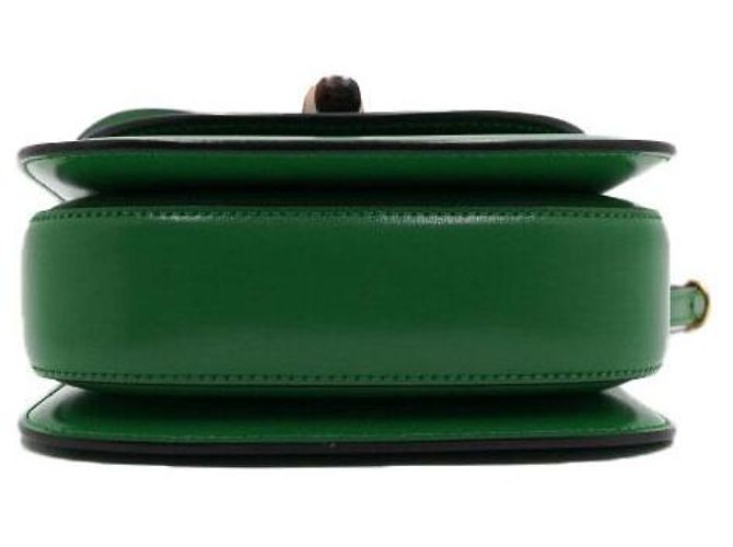 Bamboo Gucci Mini borsa tote con manico in bambù e pelle verde - vista 7