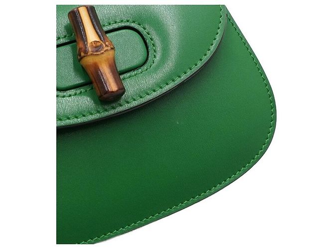 Bamboo Gucci Mini borsa tote con manico in bambù e pelle verde - vista 9