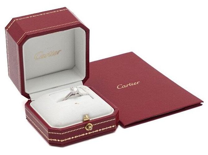 Cartier Platin Solitär Diamant Ehering Größe Silber - Ansicht 8