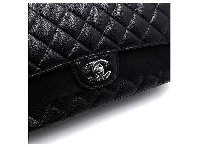 Chanel Borsa a tracolla Black Caviar Classic Medium con catena argentata Nero - vista 11