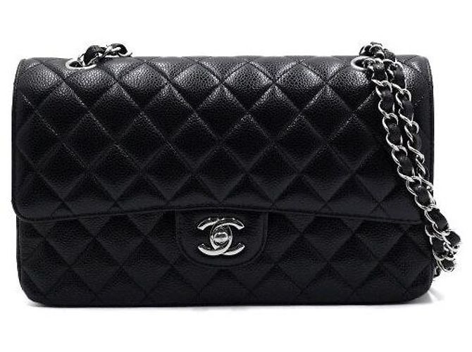 Chanel Borsa a tracolla Black Caviar Classic Medium con catena argentata Nero - vista 2