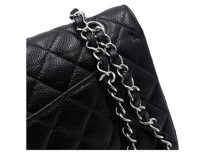 Chanel Borsa a tracolla Black Caviar Classic Medium con catena argentata Nero - vista 6