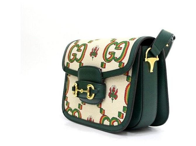 Gucci Canvas Horsebit Schultertasche Limitierte Edition Golden - Ansicht 3