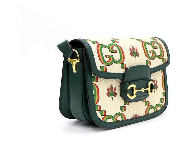 Gucci Canvas Horsebit Schultertasche Limitierte Edition Golden - Ansicht 4