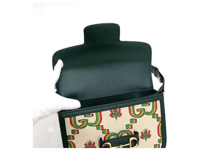 Gucci Canvas Horsebit Schultertasche Limitierte Edition Golden - Ansicht 6