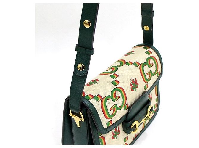 Gucci Canvas Horsebit Schultertasche Limitierte Edition Golden - Ansicht 9