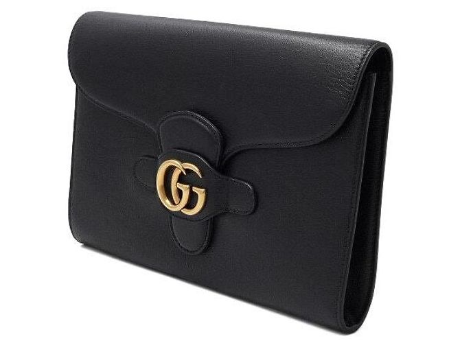 Gucci Clutch con patta in pelle nera - vista 2