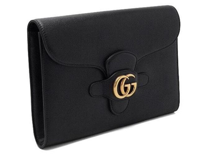 Gucci Clutch con patta in pelle nera - vista 3