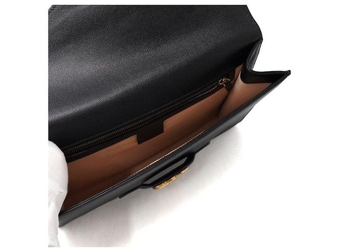 Gucci Clutch con patta in pelle nera - vista 5