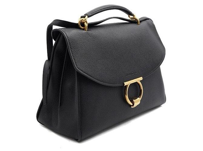 Salvatore Ferragamo Gold Gancini Margot Large Tote Bag mit Tragegriff Schwarz - Ansicht 3