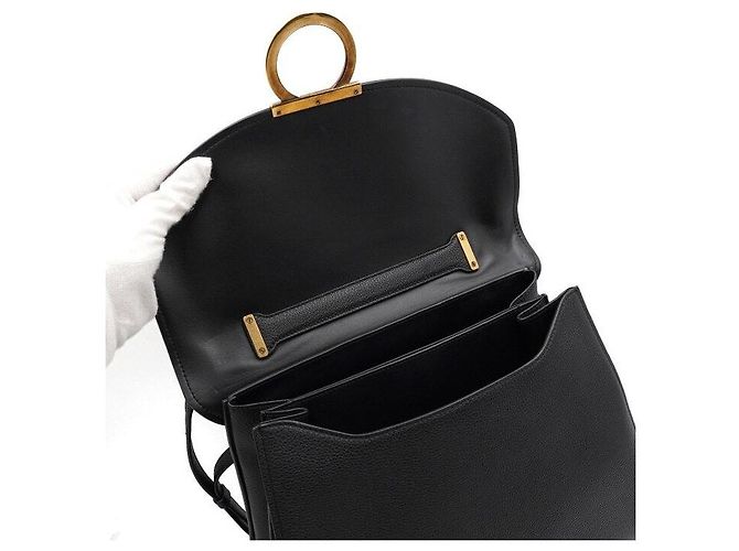Salvatore Ferragamo Gold Gancini Margot Large Tote Bag mit Tragegriff Schwarz - Ansicht 6