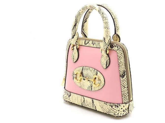 Horsebit 1955 Gucci Limitierte Mini Top Handle, Tote und Crossbody Tasche aus rosa Python mit Horsebit Pink - Ansicht 2