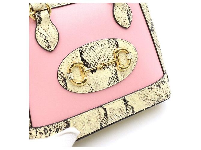 Horsebit 1955 Gucci Limitierte Mini Top Handle, Tote und Crossbody Tasche aus rosa Python mit Horsebit Pink - Ansicht 7