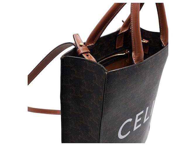 Céline Triomphe Small Vertical Cabas Tote und Schultertasche Schwarz - Ansicht 10