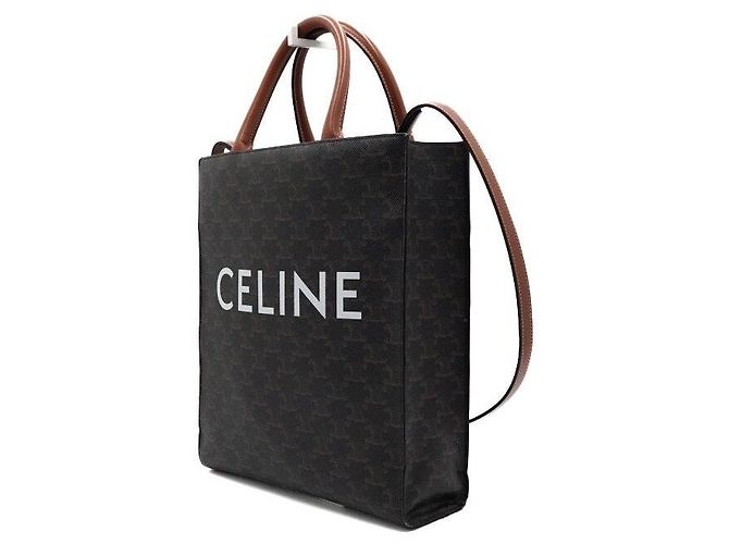 Céline Triomphe Small Vertical Cabas Tote und Schultertasche Schwarz - Ansicht 2