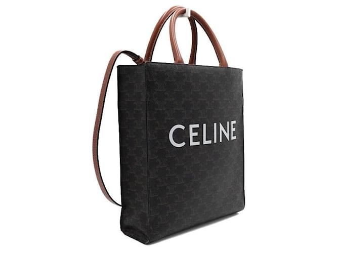 Céline Triomphe Small Vertical Cabas Tote und Schultertasche Schwarz - Ansicht 3