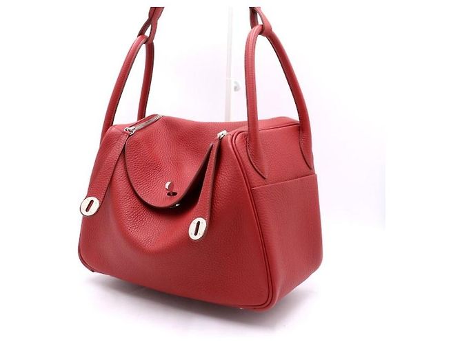 Hermès Borsa Tote e Borsa a Spalla LINDY Clemence con bordi argentati Rosso - vista 2