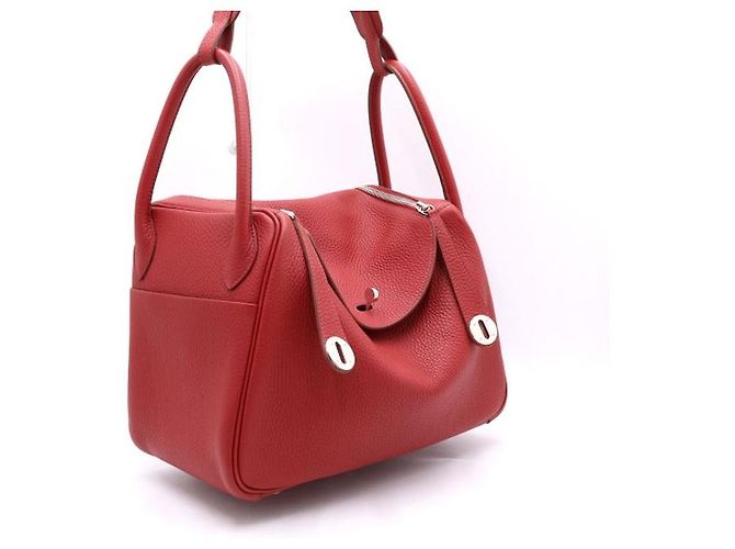Hermès Borsa Tote e Borsa a Spalla LINDY Clemence con bordi argentati Rosso - vista 3