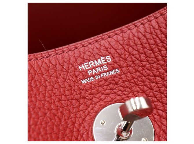 Hermès Borsa Tote e Borsa a Spalla LINDY Clemence con bordi argentati Rosso - vista 5