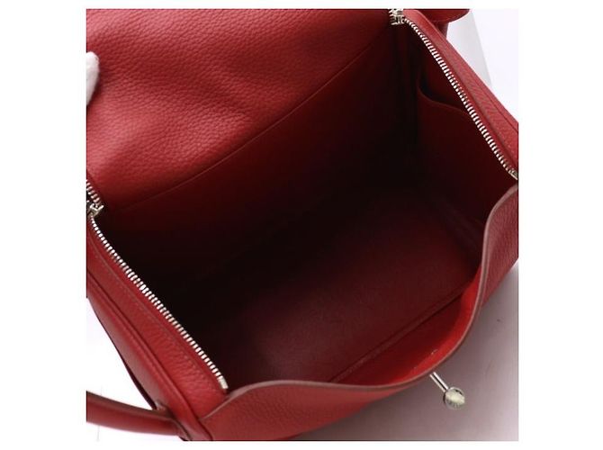 Hermès Borsa Tote e Borsa a Spalla LINDY Clemence con bordi argentati Rosso - vista 6