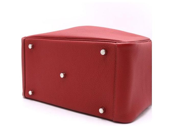 Hermès Borsa Tote e Borsa a Spalla LINDY Clemence con bordi argentati Rosso - vista 7