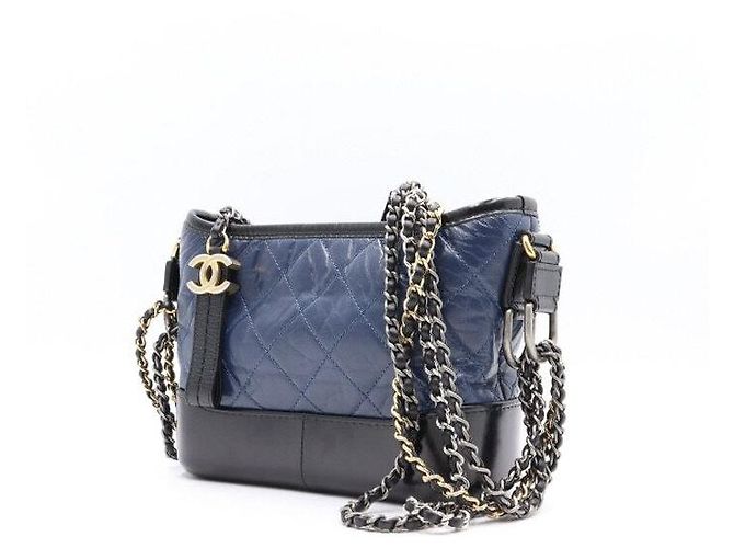 Chanel Borsa a tracolla piccola Gabrielle Hobo con catena e crossbody Blu - vista 3
