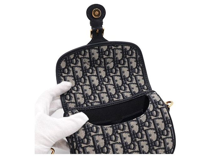 Dior Piccola borsa a tracolla e crossbody Bobby da donna in jacquard obliquo blu - vista 7