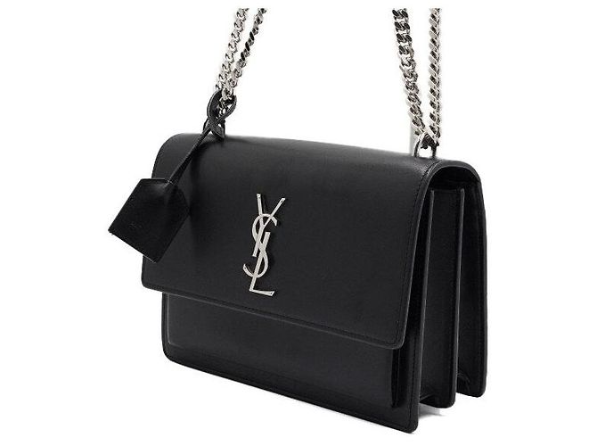 Saint Laurent Medium Sunset Monogram Black Schultertasche mit silberner Kette - Ansicht 2