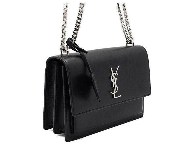 Saint Laurent Medium Sunset Monogram Black Schultertasche mit silberner Kette - Ansicht 3