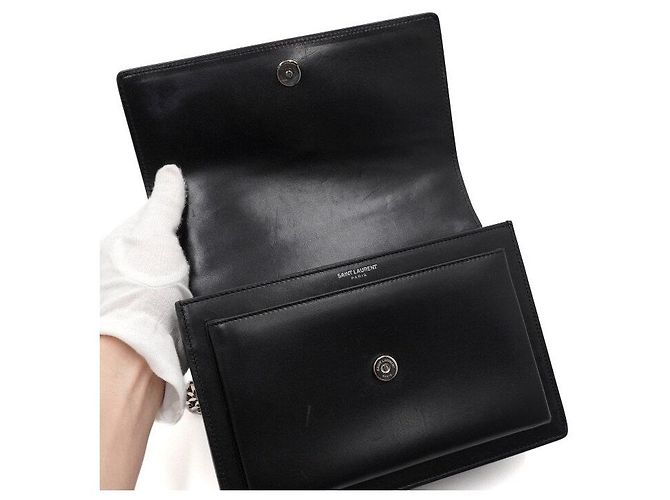 Saint Laurent Medium Sunset Monogram Black Schultertasche mit silberner Kette - Ansicht 6