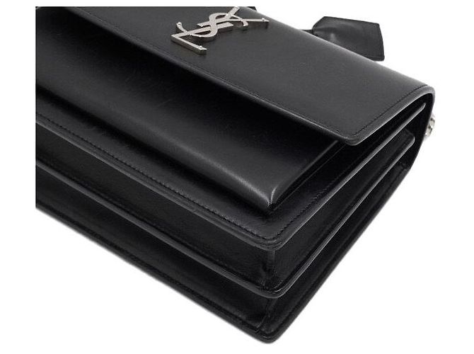 Saint Laurent Medium Sunset Monogram Black Schultertasche mit silberner Kette - Ansicht 8