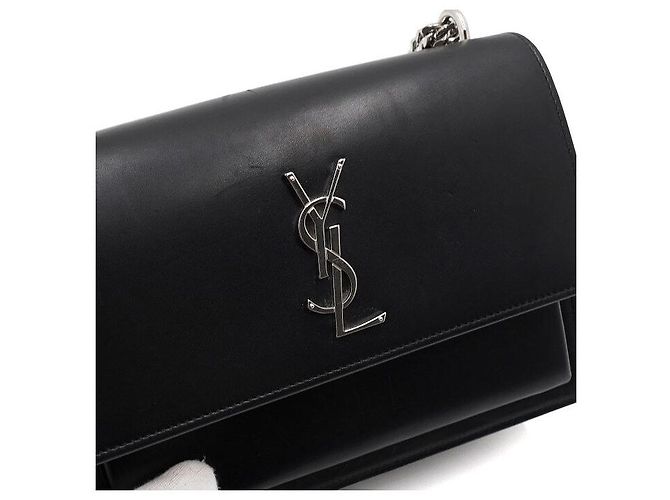Saint Laurent Medium Sunset Monogram Black Schultertasche mit silberner Kette - Ansicht 9