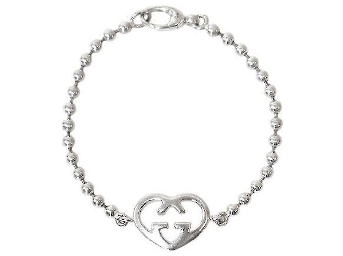 Gucci Heart Interlocking Silver Bracelet - view 2