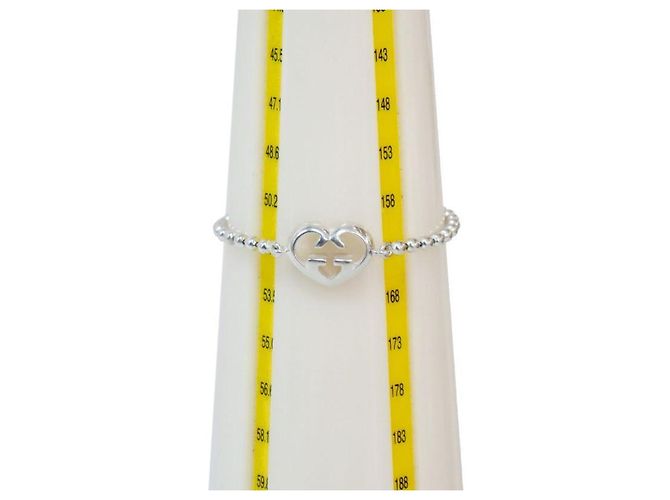 Gucci Heart Interlocking Silver Bracelet - view 5