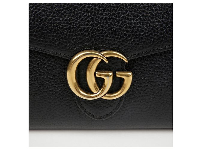Gucci Borsa a tracolla portafoglio in pelle GG Marmont con catena Nero - vista 3
