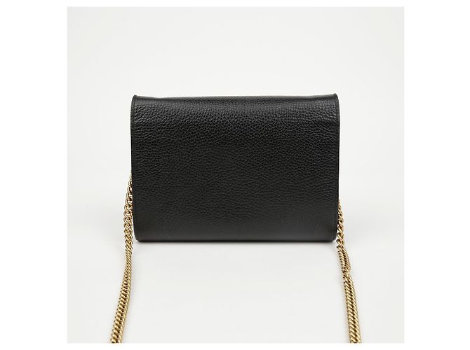 Gucci Borsa a tracolla portafoglio in pelle GG Marmont con catena Nero - vista 4