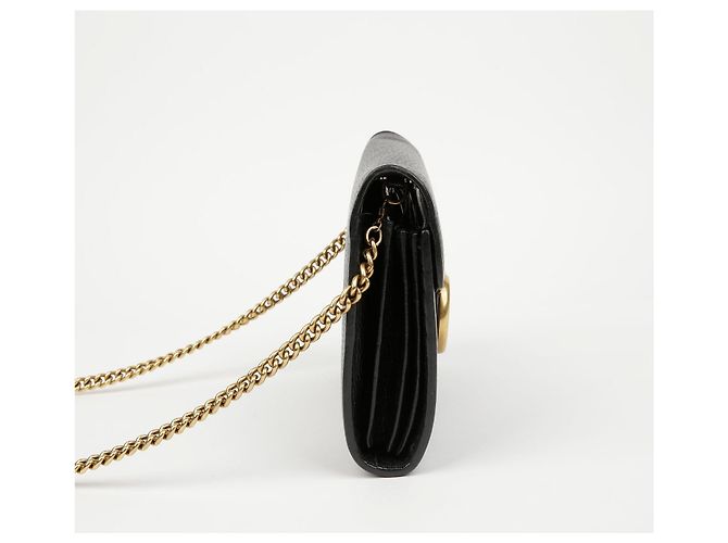 Gucci Borsa a tracolla portafoglio in pelle GG Marmont con catena Nero - vista 5