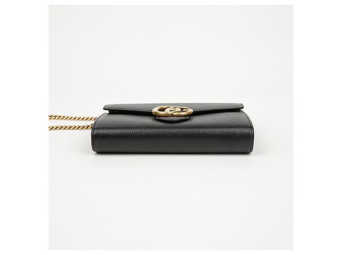 Gucci Borsa a tracolla portafoglio in pelle GG Marmont con catena Nero - vista 6