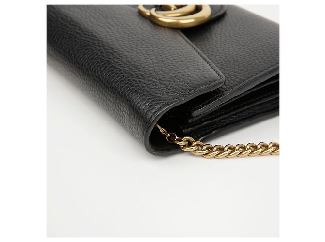 Gucci Borsa a tracolla portafoglio in pelle GG Marmont con catena Nero - vista 8