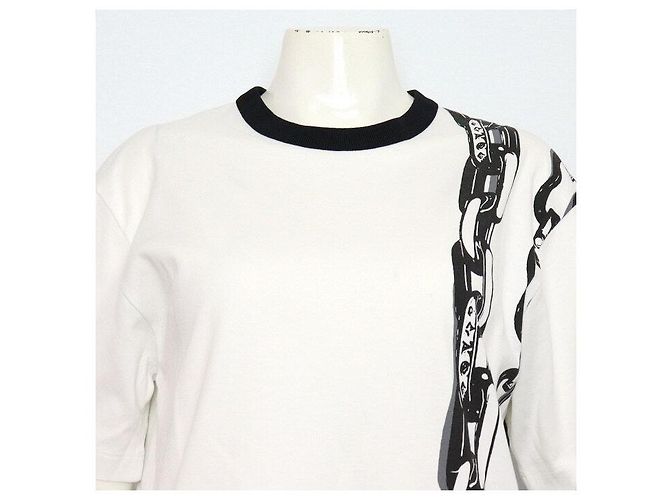 Louis Vuitton Vestido corto de manga corta en algodón blanco con estampado de cadena - vista 2