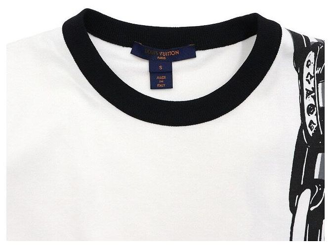 Louis Vuitton Vestido corto de manga corta en algodón blanco con estampado de cadena - vista 5