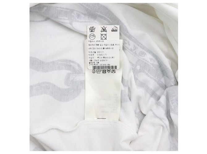 Louis Vuitton Vestido corto de manga corta en algodón blanco con estampado de cadena - vista 7