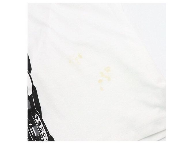 Louis Vuitton Vestido corto de manga corta en algodón blanco con estampado de cadena - vista 8