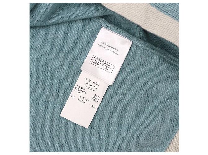 Chanel Cashmere-Strickjacke für Damen mit silbernem CC-Logo-Knopf Blau - Ansicht 7