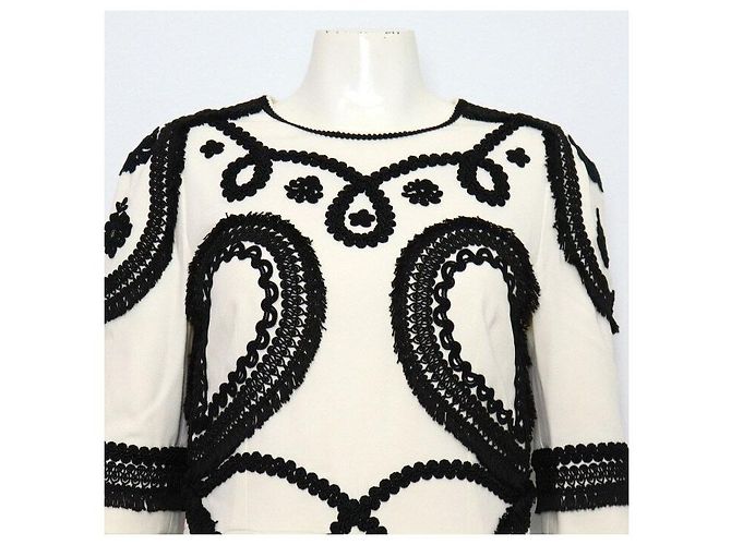 Dolce & Gabbana Abito con ricami floreali bianco e nero per donna - vista 2